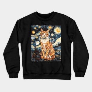 Cat Starry Night Cosmic Dreams Crewneck Sweatshirt